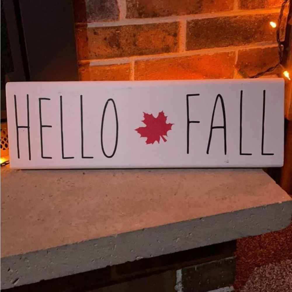 Handmade Halloween Fall Wood Decor Sign Hello Fall